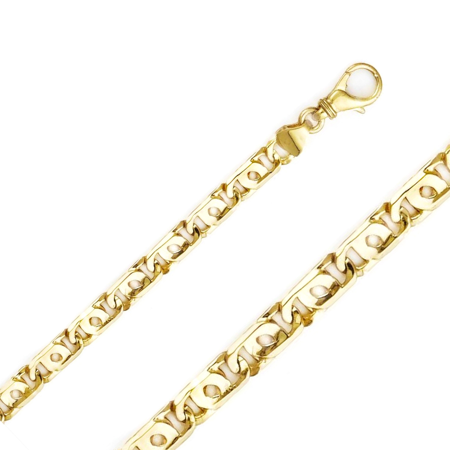 14k Yellow Gold 5.6mm Handmade Tiger Eye Chain 36 Inches